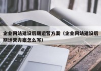 企业网站建设后期运营方案（企业网站建设后期运营方案怎么写）