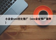 小企业seo优化推广（seo企业推广案例）